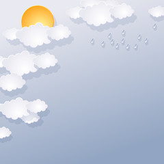 shape of clouds and sun on blue background