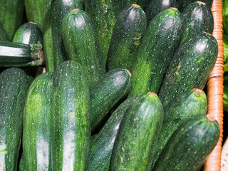 green vegetable marrows in a basket