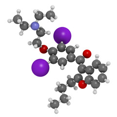 Amiodarone antiarrhythmic drug, chemical structure.
