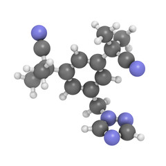 Anastrazole breast cancer drug, chemical structure.