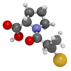 Captopril high blood pressure (hypertension) drug.