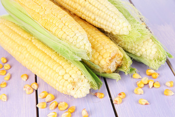 Fresh corn vegetable on wooden table
