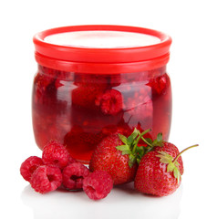 Home made berry jam isolated on white