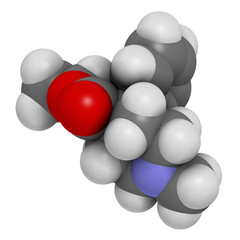 Pethidine opioid analgesic drug, chemical structure.