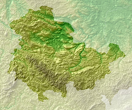 Topografische Reliefkarte Th&uuml;ringen