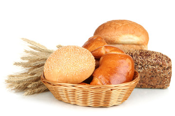 Variety of bread isolated on white