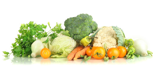 Fresh vegetables isolated on white