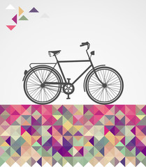Retro hipsters bicycle geometric elements.