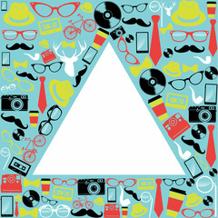 Vintage hipsters icons triangle.