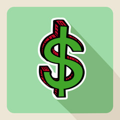 Sketch style green money symbol.