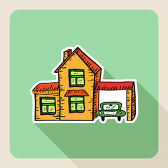 Hand drawn realtor business property concept.