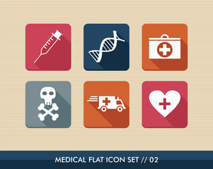 Medical health flat icons set