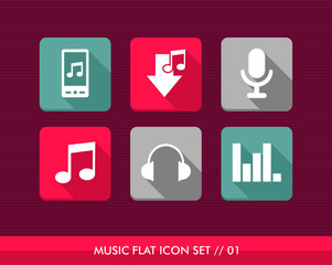 Music flat icons set.