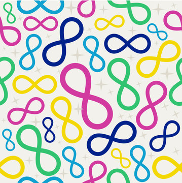 Colorful eternity symbols seamless pattern.