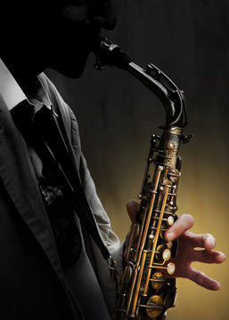 Saxophone in shadow