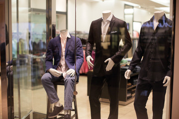 Stock image of male mannequins at the mall