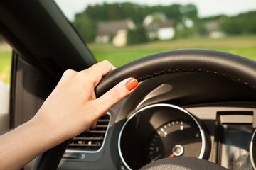 Naklejka premium Young Woman In Car