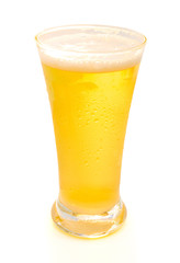 glass of beer on white with clipping path