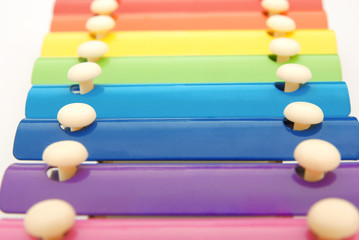 colorful xylophone on white with clipping path