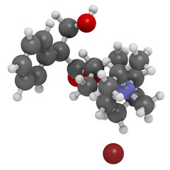 Ipratropium bromide asthma and COPD drug, chemical structure.