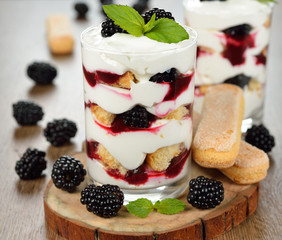 Dessert with blackberries