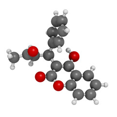 Warfarin anticoagulant drug, chemical structure.