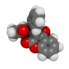 Warfarin anticoagulant drug, chemical structure.