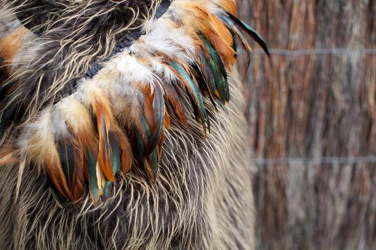 Maori cloak made from feathers