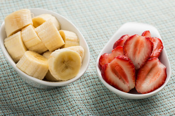 Fresh banana and strawberry