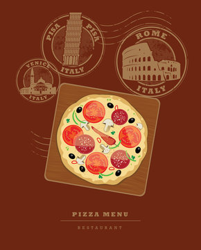 Pizza Menu design, vector illustration