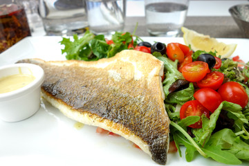 grilled seafood and vegetables