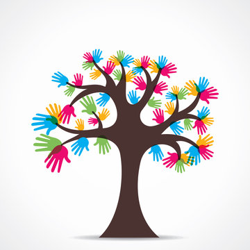 colorful hand tree stock vector