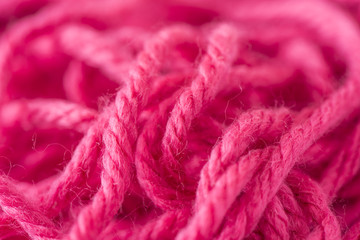Close up of tangled red yarn