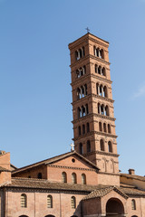 Obraz premium Bell tower of basilica dei Santi Giovanni e Paolo in Rome, Italy