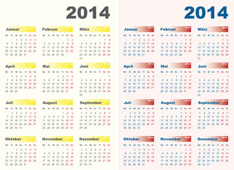 2014 Calendars in German
