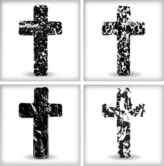 set of grunge crosses