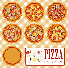 vector pizza set