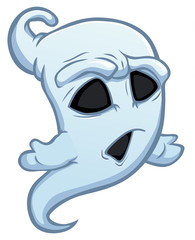Shocked white cartoon ghost