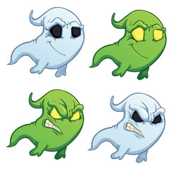funny cartoon ghost on the white background