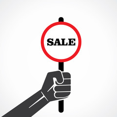 sale word banner hold in hand stock vector