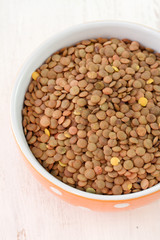 lentil in bowl in white background