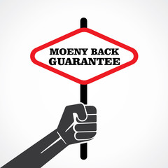 money back guarantee word banner hold in hand stock vector