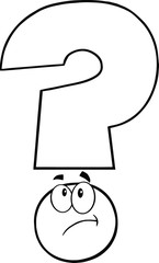 Black and White Question Mark Cartoon Character Thinking