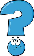 Blue Question Mark Cartoon Character Thinking