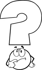 Black and White Question Mark Cartoon Character Thinking