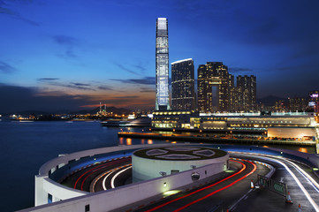 Hong Kong Harbor at dusk