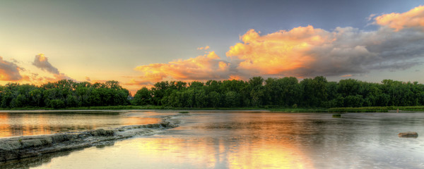 River Rapids Sunset - obrazy, fototapety, plakaty