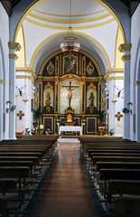 interior of the church of  Mudejar style in Frigiliana, Malaga