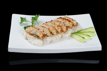 Smoked eel with rice