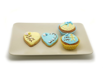 Plate with different cakes